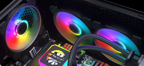 Real-world application is displayed with water cooling solution and air cooling solution